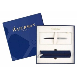 2146586cover2 Waterman Hemisphere Подарочный набор Шариковая ручка   Entry Point Stainless Steel with Black Lacquer с чехлом на молнии