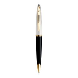 2019744 Waterman Carene Набор с чехлом из натуральной кожи и Шариковая ручка   De Luxe, цвет: Black/Silver