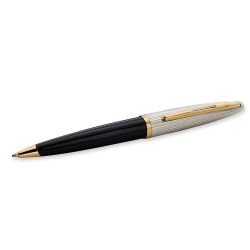 2019744 Waterman Carene Набор с чехлом из натуральной кожи и Шариковая ручка   De Luxe, цвет: Black/Silver