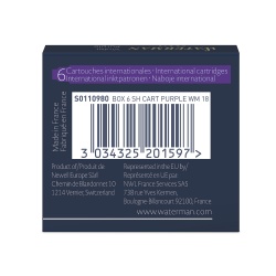 S0110980 Waterman Комплектующие Чернила в картридже  Tender Purple MINI  (в упаковке 6 картриджей)