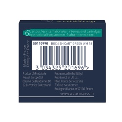 S0110990, ACCESSORIES Waterman Комплектующие Чернила в картридже  Harmonious Green MINI  (в упаковке 6 картриджей)