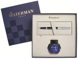 S0921090bottle Waterman Hemisphere Подарочный набор: перьевая ручка  Deluxe, Black CT и чернила, blue